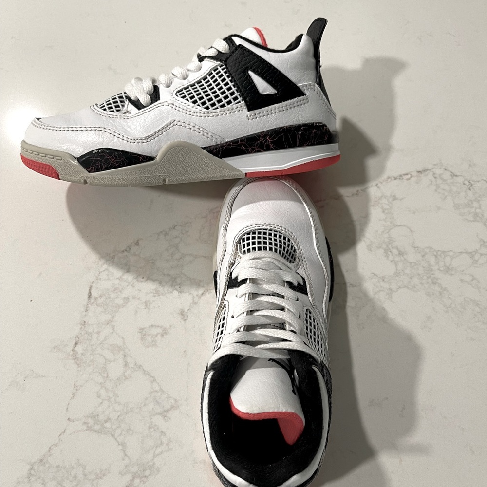 Jordan size 13C Made in Indonesia mix color (white, red, black) leather.